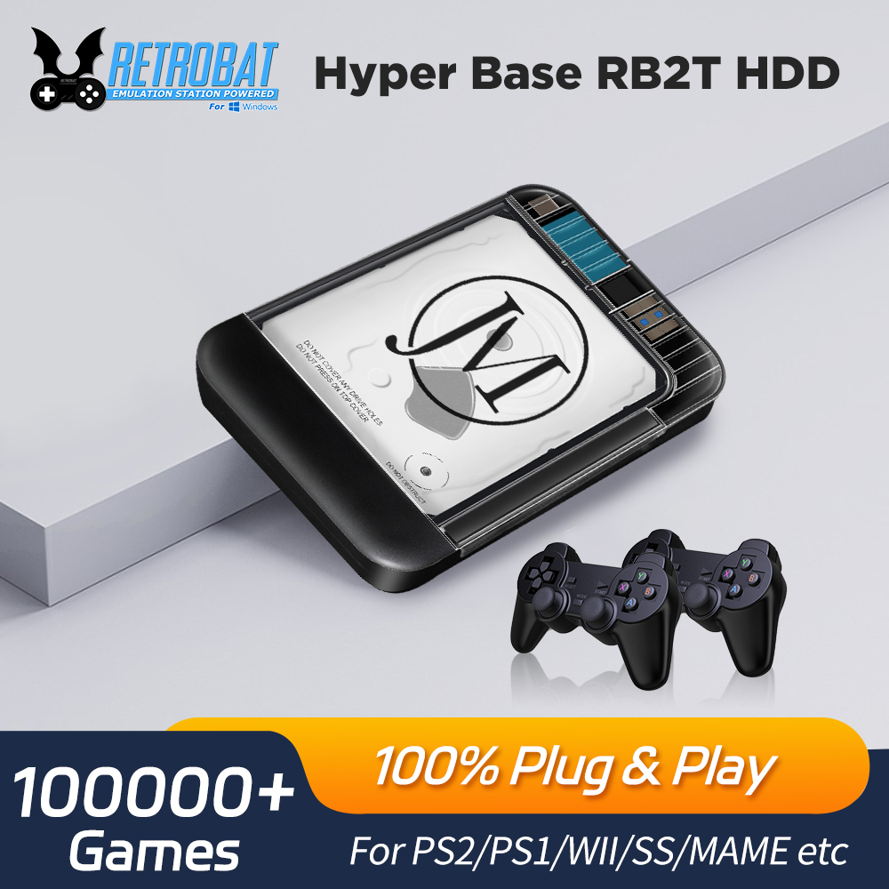 Retro Gaming Hdd - Retrobat-ポータブル外部ゲーム,100000以上のゲームを備えた2tコンソール,psp/ps1/ps2/wii/mame/dc用に統合された105以上のゲーム