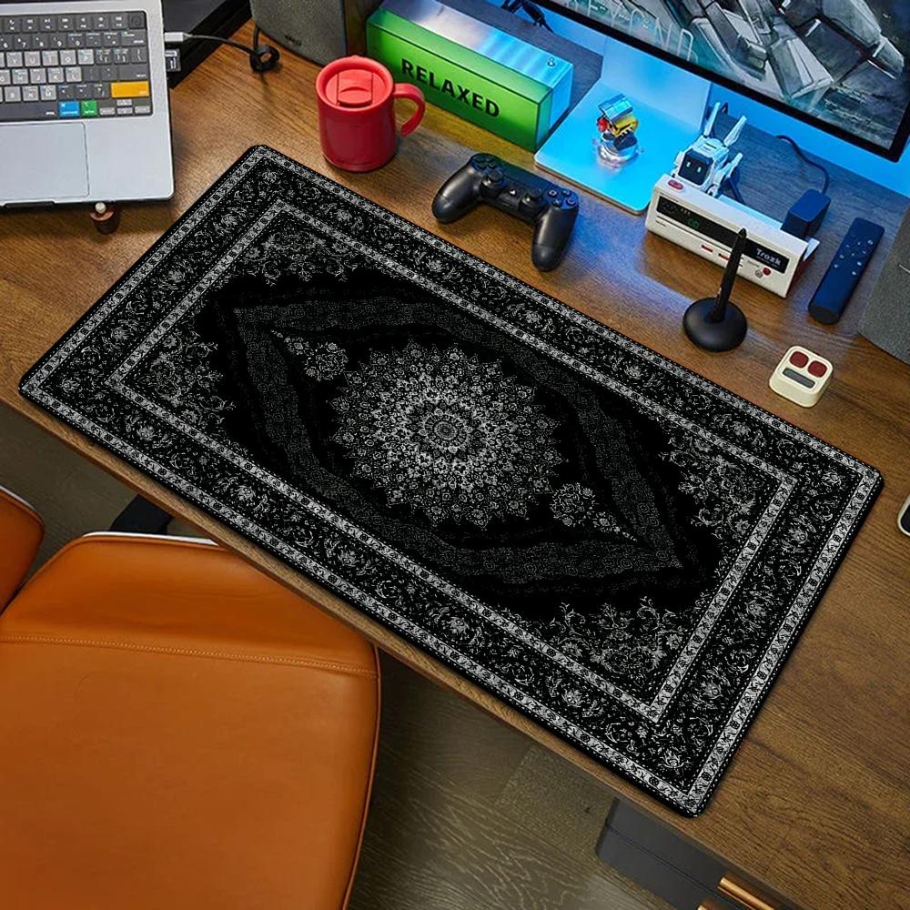 Retro Gaming Desk - 新しい黒ペルシャ絨毯神秘的なレトロマウスパッド Pc ゲーマーマウスパッドゴム製マウスマットゲーミングキーボードパッドオフィスデスクマット
