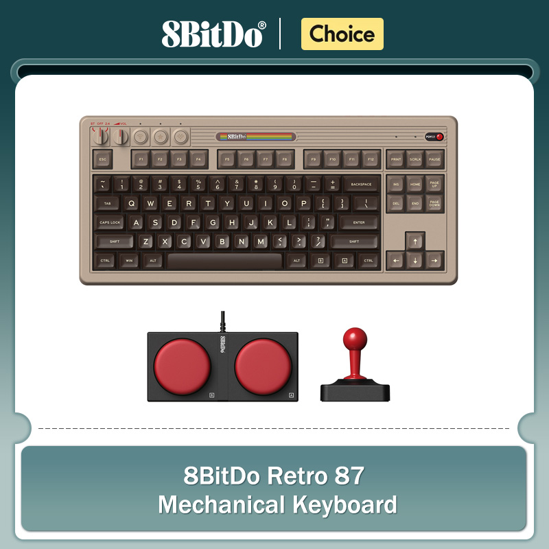 Retro Gaming Usb - 8BitDo レトロメカニカルキーボード、BT/2.4G/USB-C ホットスワップ可能ゲーミングキーボード、87 キー、デュアルスーパープログラム可能ボタン