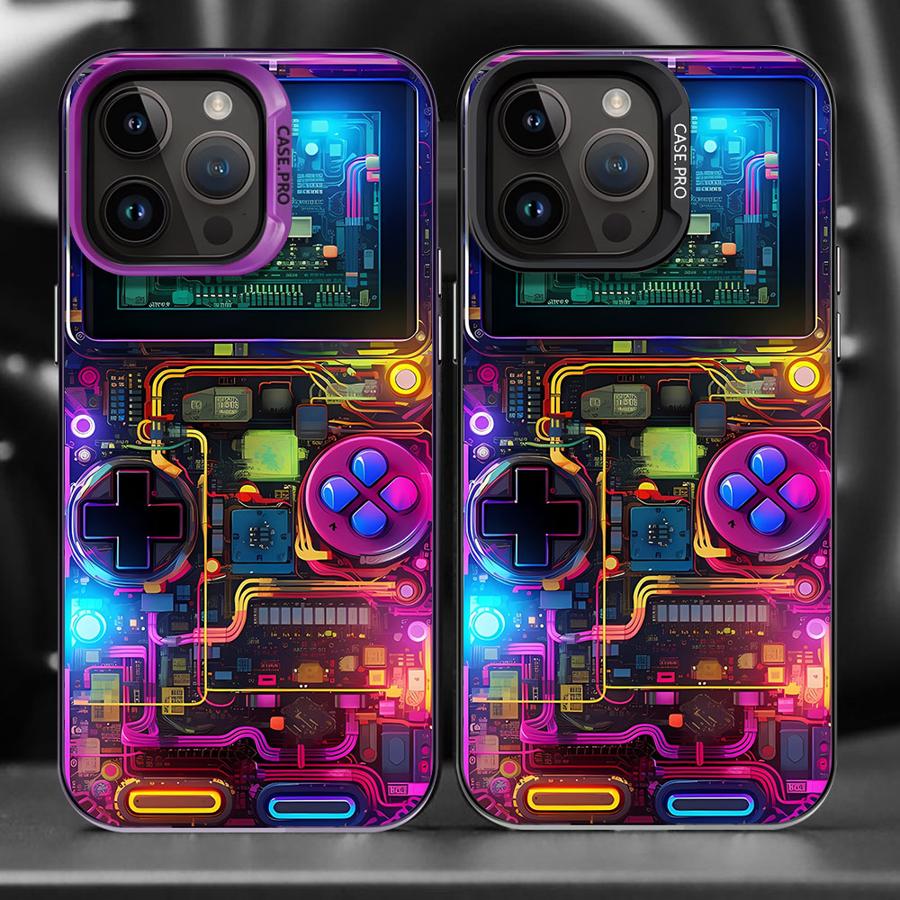 Retro Gaming Pro - レトロゲームコンソールパターン電話ケース iPhone 16e 12 11 14