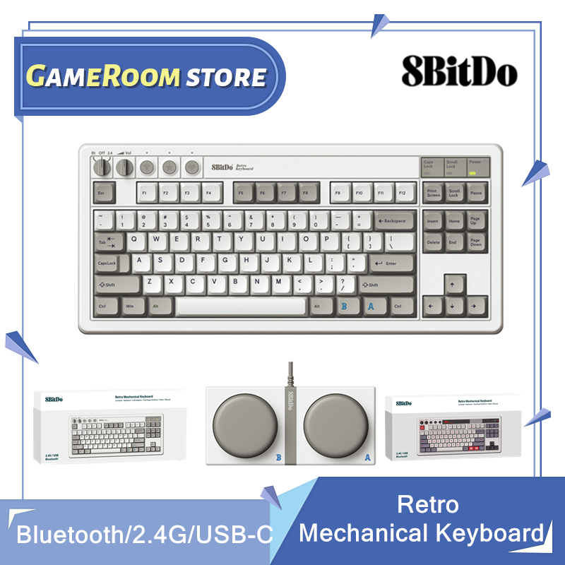 Retro Pc Gaming - 8ビットレトロメカニカルゲーミングキーボード,Bluetooth, 2.4g,USB-C,ホットスワップ可能,87キー,WindowsおよびAndroid用