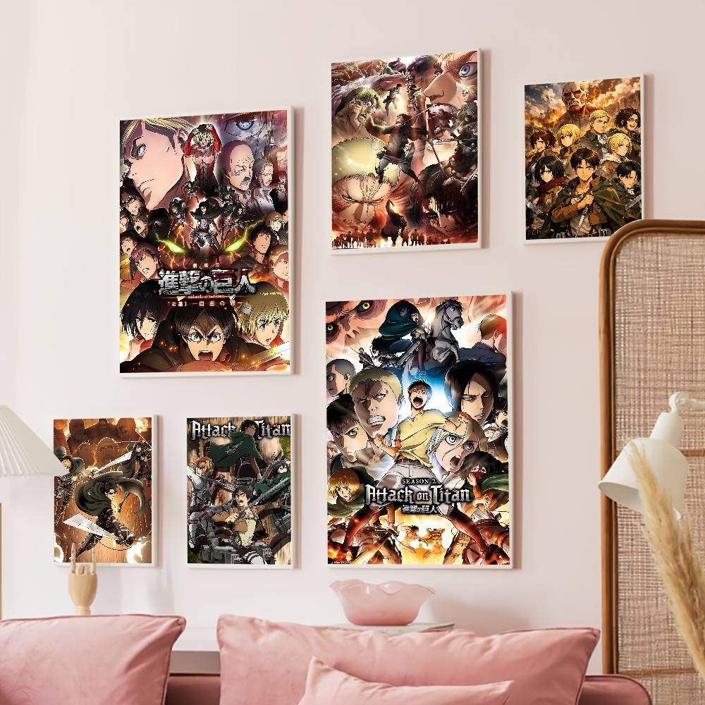 Retro Gaming On - A-Attack On T-Titan ゲーム映画粘着ポスターレトロクラフト紙ステッカー DIY ルームバーカフェ美的アート壁画