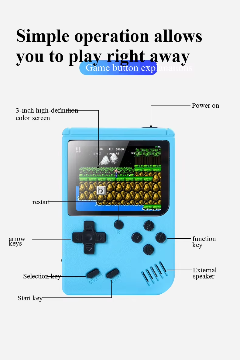 400種類のミニゲーム搭載、携帯型レトロゲーム機、8ビット、 - Retro Gaming Play Zone のレビューと価格